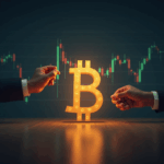 encabezado fotorealista: logos fusionados formando bitcoin sobre gráfico ascendente, simbolizando tesorería criptográfica.