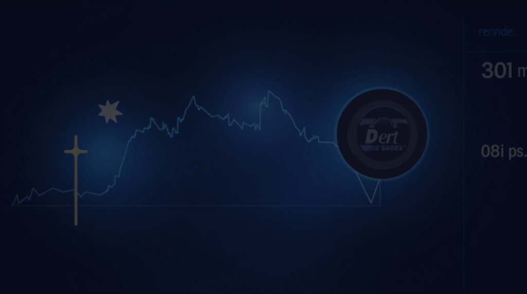 Trader en sala de trading cripto, ticker de precios con subida y símbolo USDT, destaca riesgo de oráculos DeFi.