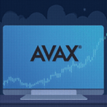 Newsroom scene with a central AVAX logo, rising charts, a regulatory document, and a Coinbase custody icon.