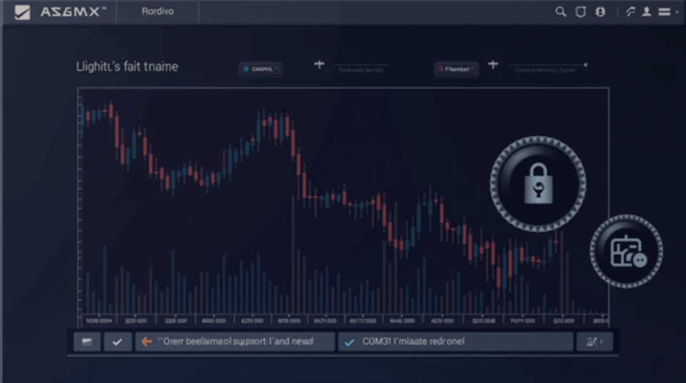 Imagen de trading realista con el logo AVAX, gráfico rojo descendente y iconos de desbloqueos de tokens.