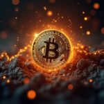 Bitcoin fotorrealista en el centro, flujos de datos y logos de ETF destacan demanda institucional y posible rally Q4 a 170k.