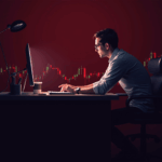 Trader institucional ante consola luminosa, gráficos rojos; Bitcoin y altcoins caen, sombra del hack de Bybit.