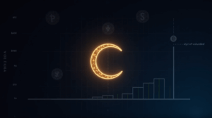 Logotipo de Curve DAO iluminado con crvUSD, visuales de liquidez BTC y gráfico de rendimiento ascendente.