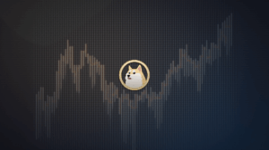 Gráfico de Dogecoin con pennant alcista por encima de 0-28, fondo de inversores institucionales.