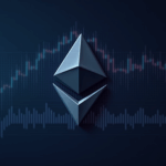 Encabezado fotorrealista con logo de Ethereum y gráfico descendente, tonos periodísticos que muestran volatilidad y liquidez
