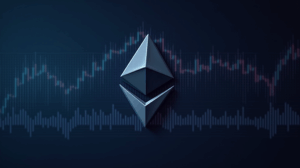 Encabezado fotorrealista con logo de Ethereum y gráfico descendente, tonos periodísticos que muestran volatilidad y liquidez