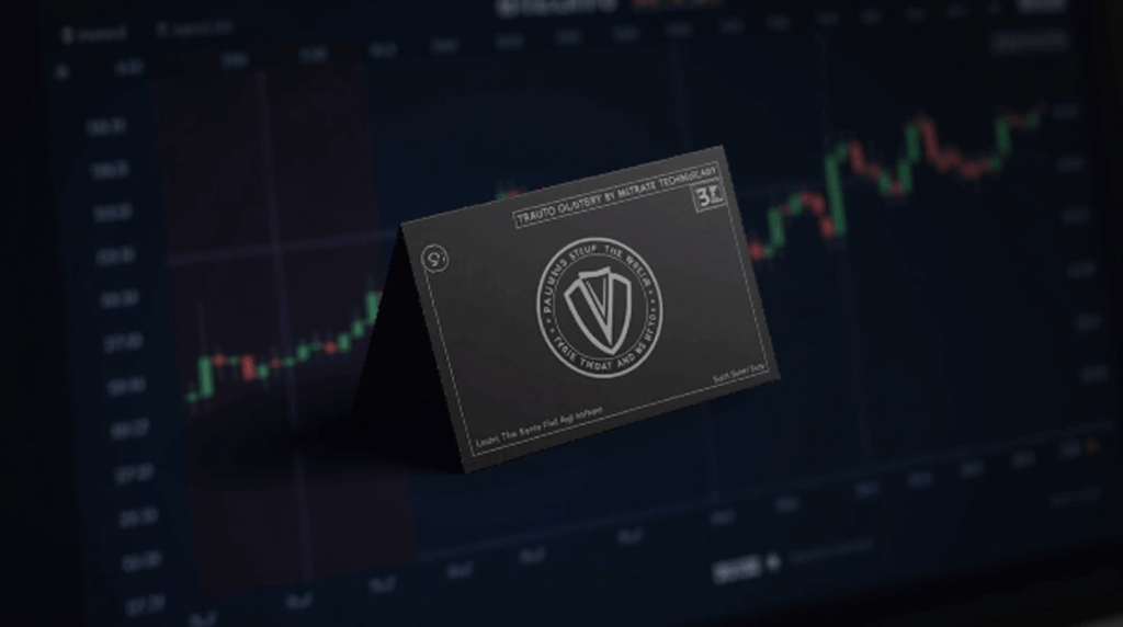 Primer plano de la tarjeta Fold Bitcoin Rewards sobre una pantalla de trading con BTC y un ticker volátil