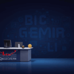 Imagen fotorrealista de un escritorio de trading con logo de Gemini, gráfico rojo descendente y iconos de custodia.