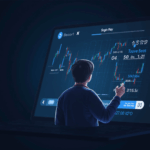 Inversionista frente a código fiscal digital del Reino Unido en una pantalla de criptomonedas, fricción regulatoria hacia DeFi.