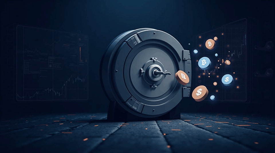 JPMorgan vault door with colliding USDC, USDT, USDH icons on a high-tech trading floor, Base logo and zero-sum scales.