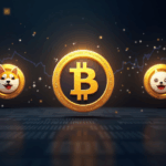 Encabezado cripto fotorrealista con tres monedas meme: Bonk, Dogecoin y Little Pepe, y gráficos on-chain.