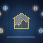 BTC central con gráfico ascendente, rodeado por ETH, XRP, BNB, SOL, DOGE, ADA, HYPE, LINK y AVAX; fondo de descentralización y regulación.