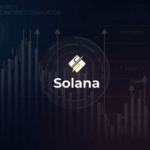 Solana logo con gráficos ascendentes y traders institucionales, señalando alto open interest y objetivo >$250 para SOL