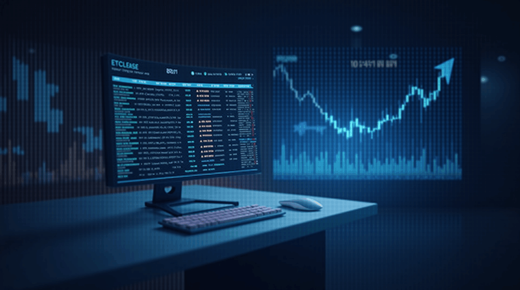 Encabezado de noticias cripto realista: mesa de trading, gráfico WLFI en ascenso y direcciones de ballenas con estética futurista.