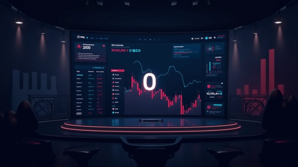 Panel de trading cripto en primer plano muestra precio 0 por fallo de presentación, tono de redacción informativa.