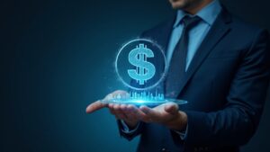 Ejecutivo de tesorería observa un token holográfico de fondo monetario USD en BNB Chain, con liquidez on‑chain y skyline regulatorio.