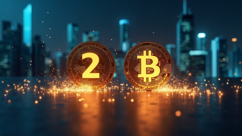 Mesa de trading moderna con las monedas USDT y USDC brillantes; chispas de acuñación formando 2.8 mil millones frente a un horizonte regulatorio de vidrio.