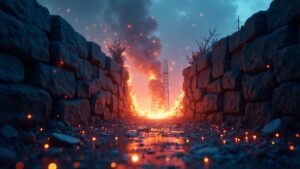 Muro regulatorio de la UE derrumbándose hacia una red blockchain central; LNG se apaga, bancos e intercambios brillan.