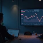 Escena de sala de juntas: ejecutivo presenta tablero de Solana con tokens PUMP y caída del 14%.