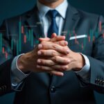 Inversor de traje sobre gráficos de acciones y granjas de minería de Bitcoin, con una insignia de la SEC al fondo.