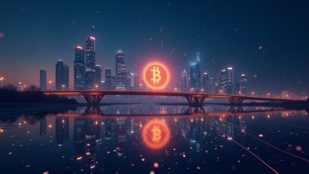 Horizonte futurista en Kazajistan con tenge digital y Evo conectados a comerciantes; blockchain entre bancos y billeteras.