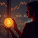 Fotografía realista de una silueta de influencer mostrando MELANIA, memecoin, con gráficos on-chain y rugpull.