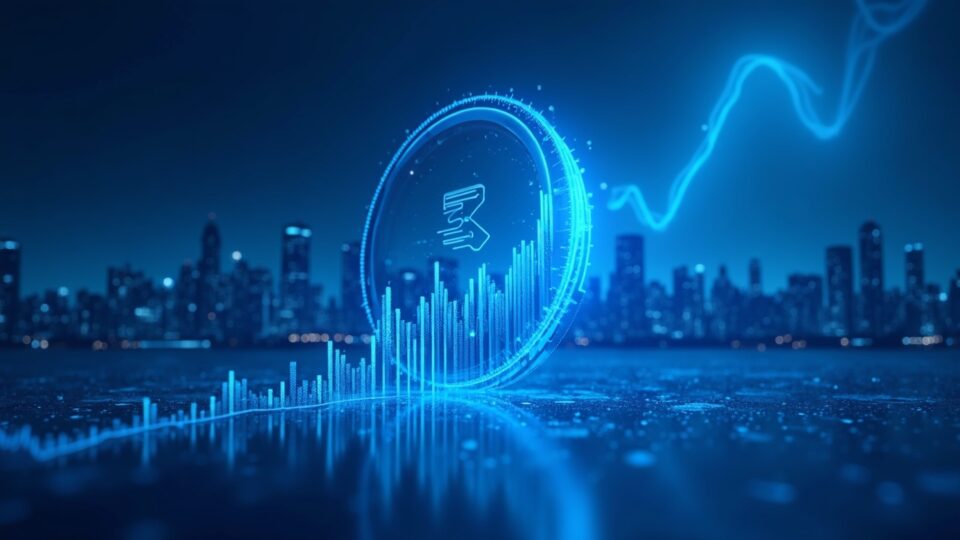 Encabezado fotorrealista: Evernorth respaldado por Ripple, XRPN, SPAC, visual del ledger XRP y Nasdaq azul.