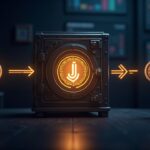 Token JupUSD central y luminoso en una bóveda inspirada en Solana, flechas trasladan liquidez de USDC a JupUSD ante un dashboard DeFi.