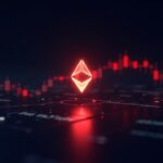 Header cripto con logo Stellar XLM, gráfico rompe soporte 0-32, velas rojas y volumen creciente, brillo de consola.
