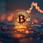 Bitcoin en centro con logos institucionales, siluetas de ballenas y un gráfico de 185k a 120k, señalando una era de madurez.