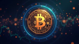 Gráfico realista de noticias cripto con Bitcoin formando un doble suelo en W hacia 110k y hueco CME destacado.