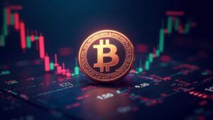 Moneda BNB en primer plano con gráfico neon que muestra ruptura sobre 1000 y posible doble techo, datos on-chain.