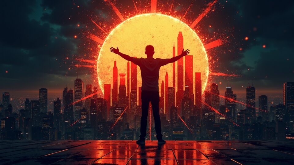 Logo de BONK rompiendo resistencia superior, barras de volumen en alza, fondo Solana, tono periodístico