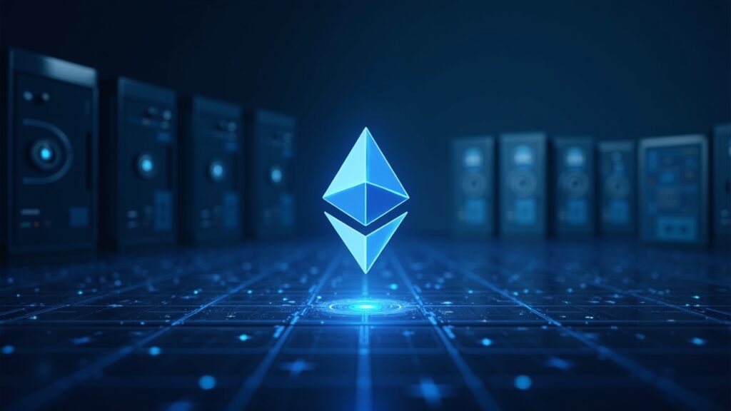 Encabezado fotorealista: Coinbase y ETH sobre la red Base con Morpho al fondo, sugiriendo CeFi-DeFi.
