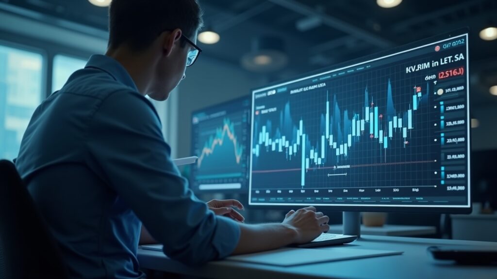 Analista en sala de noticias con gráficos holográficos de ZEC y pantalla de Grayscale ETF, zk-SNARKs.