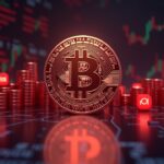 Pi Network en el centro con iconos de GameFi, barras rojas de venta y tickers IOU, simbolizando liquidez especulativa.
