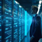Ejecutivo en data center observa un ledger holográfico XRP con RLUSD, inversión de 500 M liderada por Fortress y Citadel.