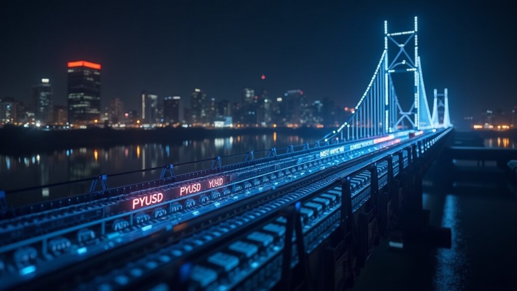 Mesa de trading institucional con puente on-chain y PYUSD para grandes inversores.