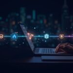 Encabezado realista de sala de redacción cripto: usuario con cartera elegante, rieles intercadena brillantes que conectan TRON, TRX y USDT, intercambios sin custodia.
