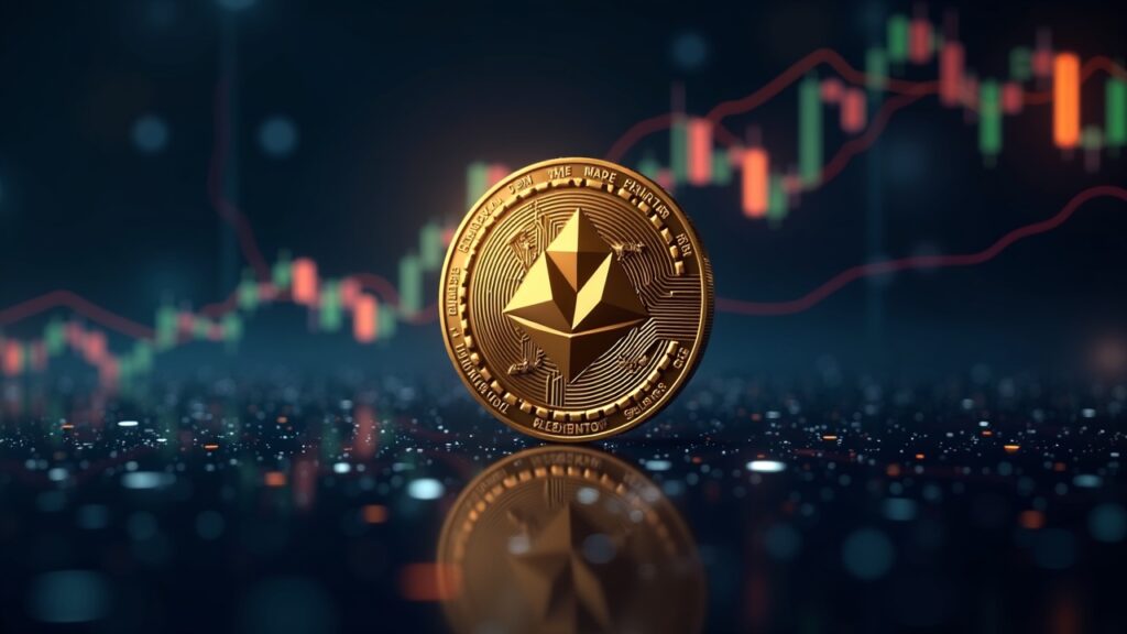 Moneda TON centrada con nodos COCOON AI y resplandor de Telegram; indicio sutil de gráfico en 1,50.