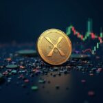 XRP coin centered with rising price chart and breakout arrows toward $5, in a newsroom-style graphic emphasizing institutions and regulation