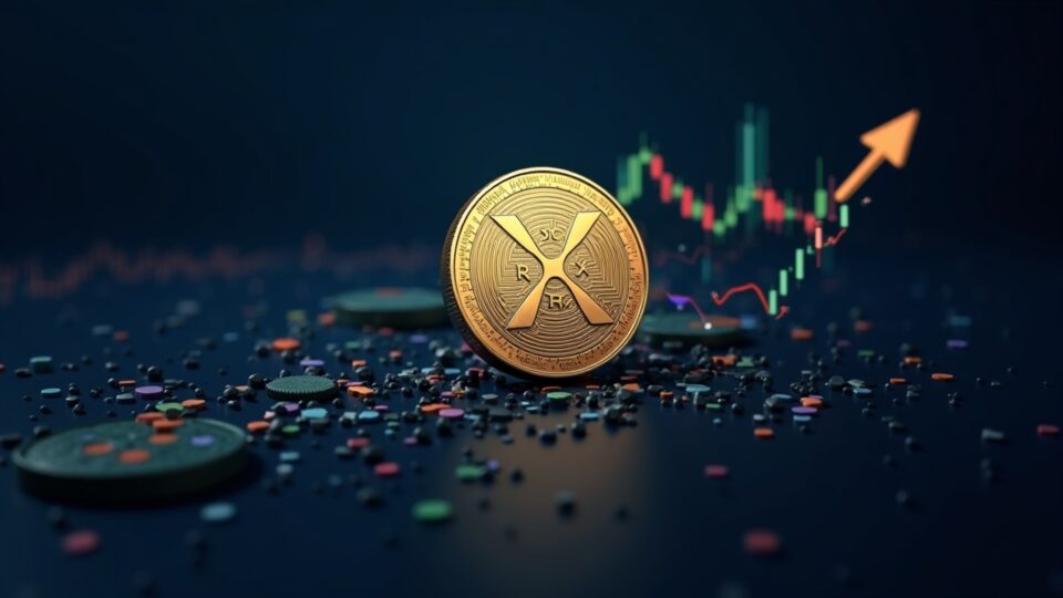 XRP coin centered with rising price chart and breakout arrows toward $5, in a newsroom-style graphic emphasizing institutions and regulation