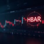 HBAR rompiendo la resistencia de 0.155 con una línea de precio luminosa, señalando acumulación institucional.