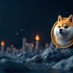 Encabezado fotorrealista: Dogecoin ascendiendo junto al logo de Ethereum con gráficos cripto y alertas de ballenas.