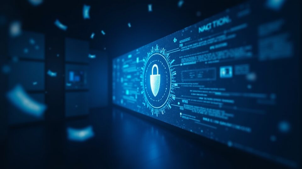 Encabezado central de sala de redacción que muestra la interfaz de intercambio cripto de E-Note, el resplandor de la insignia del FBI y rastros de dinero fluyendo en azul.