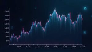 Encabezado cripto realista: gráfico de precio de Hedera HBAR con bandera bajista y un analista central en una sala de redacción futurista.