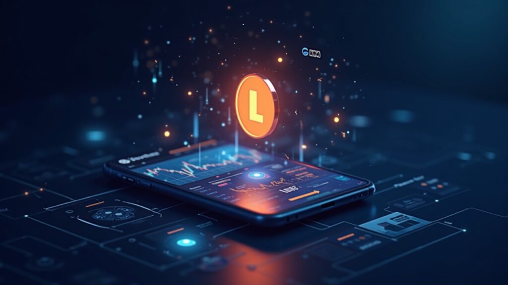 Token LIT brillante centrado sobre una interfaz de trading on-chain futurista con la marca Lighter DEX e iconos de airdrop del 25%.