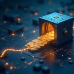 Encabezado fotorrealista: bóveda digital con activos tokenizados fluyendo y convergiendo en un libro mayor basado en NAV para liquidación rápida.