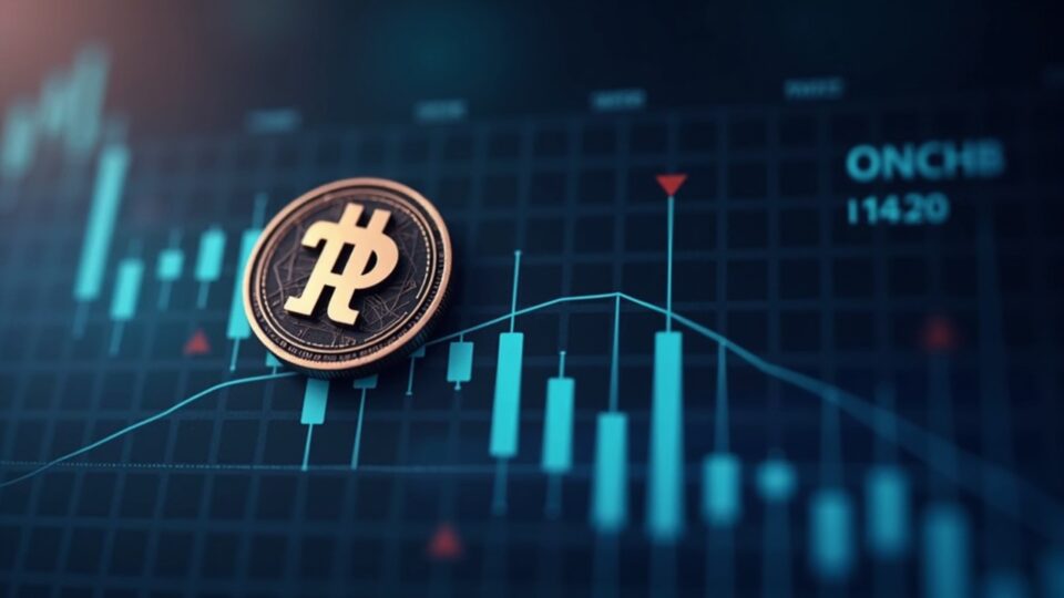 Símbolo de Pi desvaneciéndose sobre un gráfico digital de liquidez, con señales en cadena y un analista de redacción en un estilo cripto moderno.