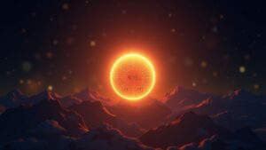 Encabezado fotorrealista: logotipo SOL brillante, gráfico de precios en ascenso hasta 2026, iconos de Alpenglow y ETF en estilo de sala de redacción.
